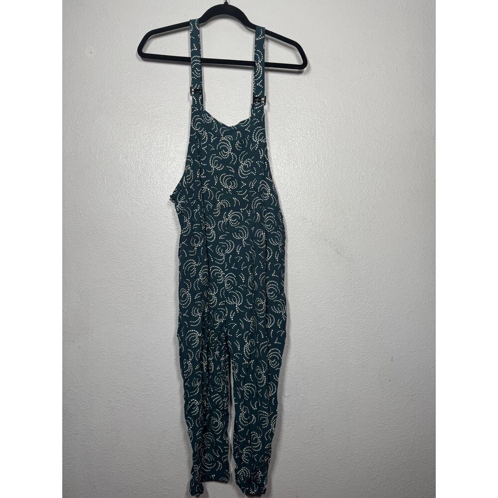 Maeve Tidal Cropped Overall Teal Blue White Sz M Arrow